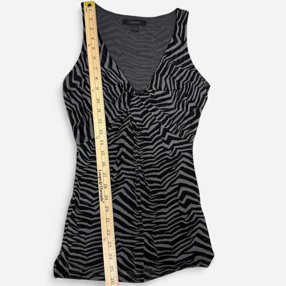 Y2K Express Zebra Print Mesh Ruched Tank Top Size M - Black and Grey Sleeveless - Picture 8 of 8